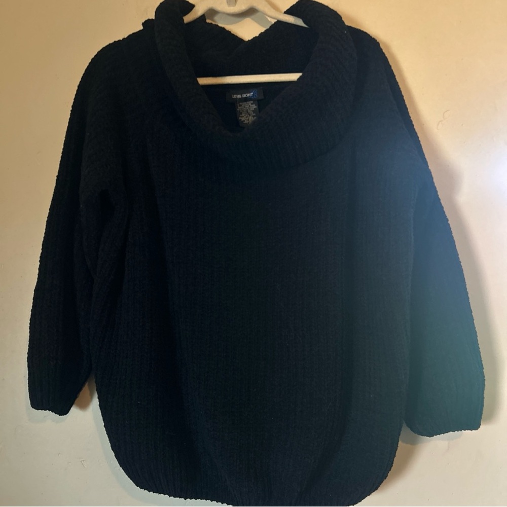 Level Eight NEW Black Cowl Neck Long Sleeve  Sweater Sz XL